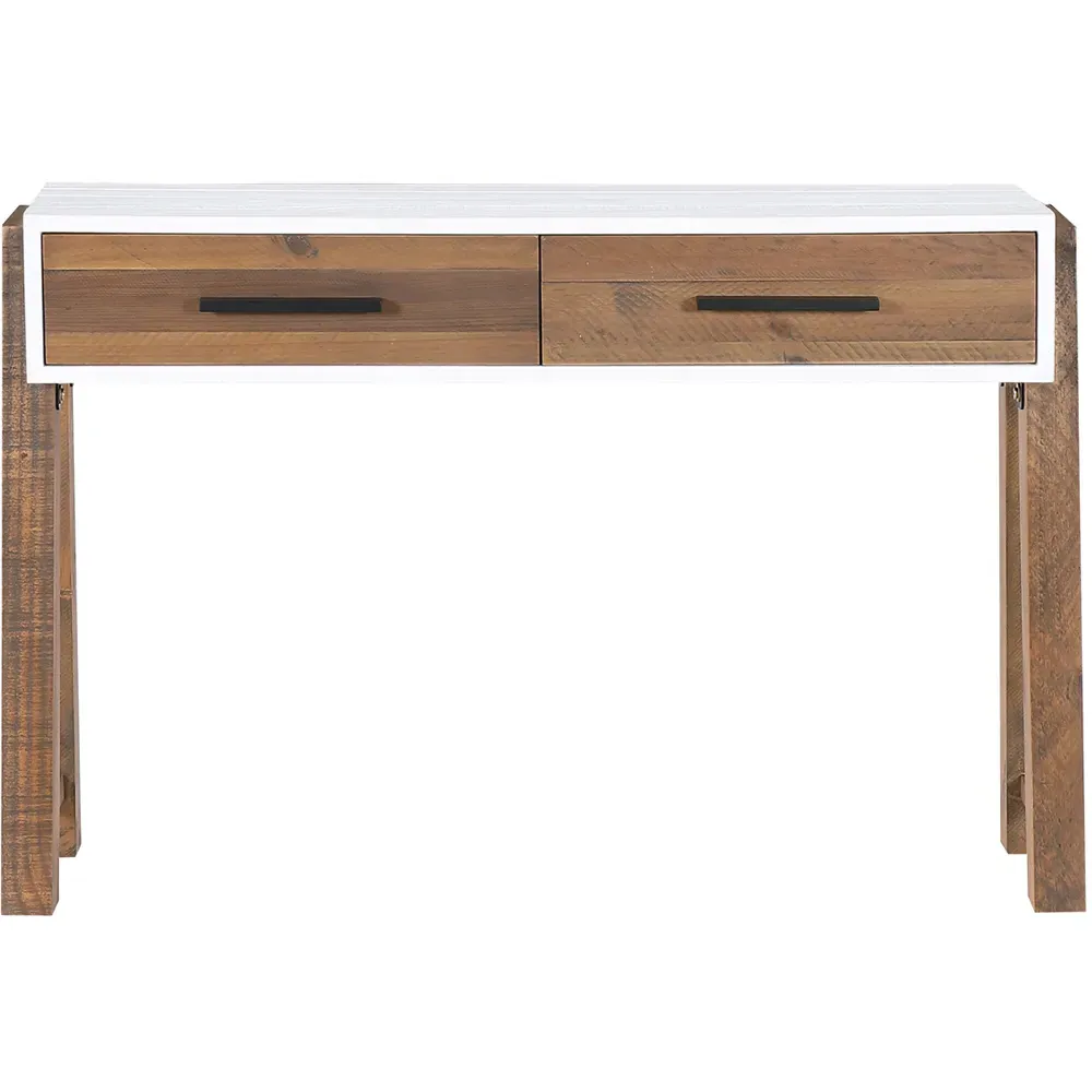 Trinity 2 Drawer Console Table - White, Reclaimed Wood