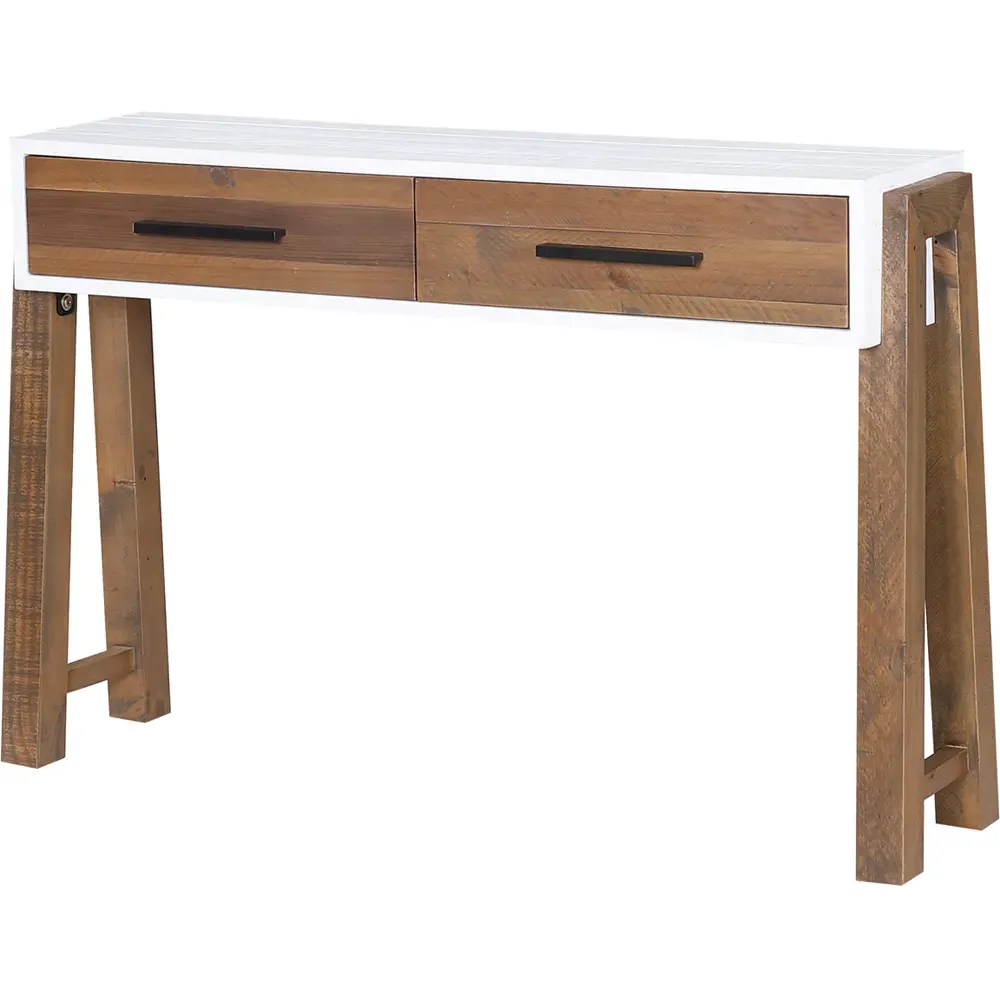 Trinity 2 Drawer Console Table - White, Reclaimed Wood
