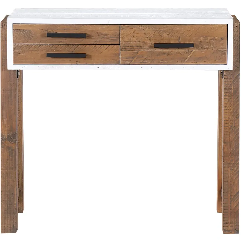 Trinity 3 Drawer Console Table - White, Reclaimed Wood