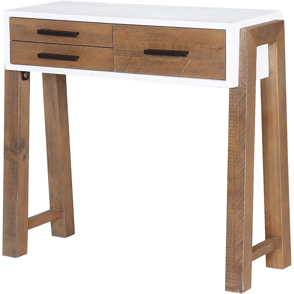 Trinity 3 Drawer Console Table - White, Reclaimed Wood