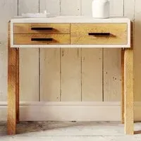 Trinity 3 Drawer Console Table - White, Reclaimed Wood