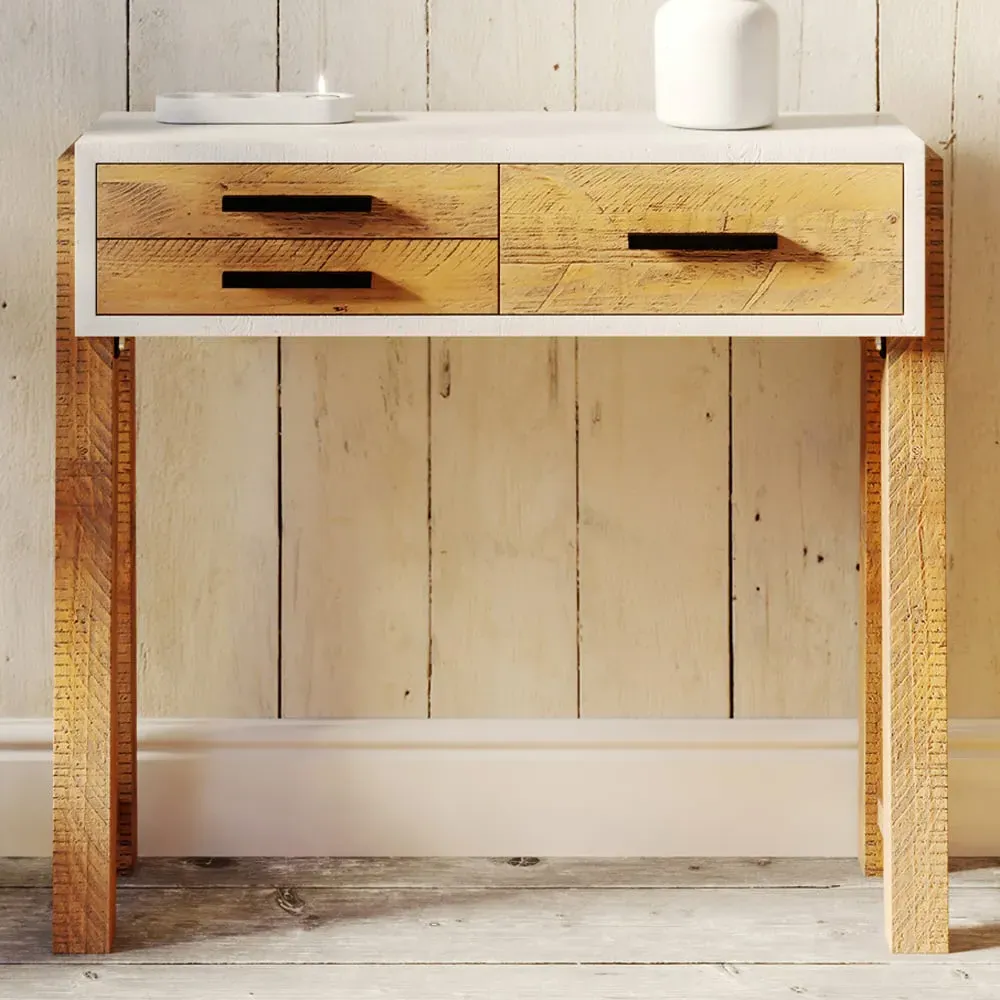 Trinity 3 Drawer Console Table - White, Reclaimed Wood image