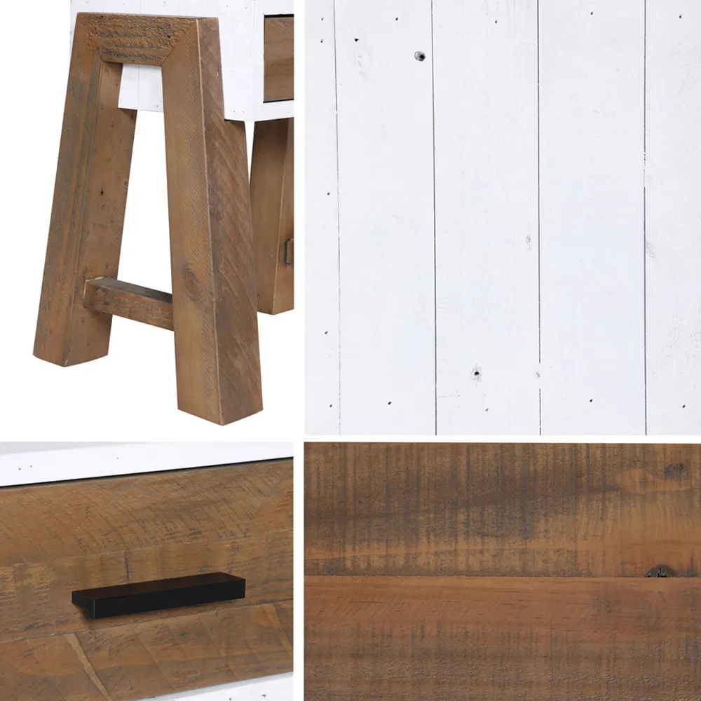 Trinity Single Drawer Coffee Table - White, Reclaimed Wood