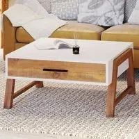 Trinity Single Drawer Coffee Table - White, Reclaimed Wood