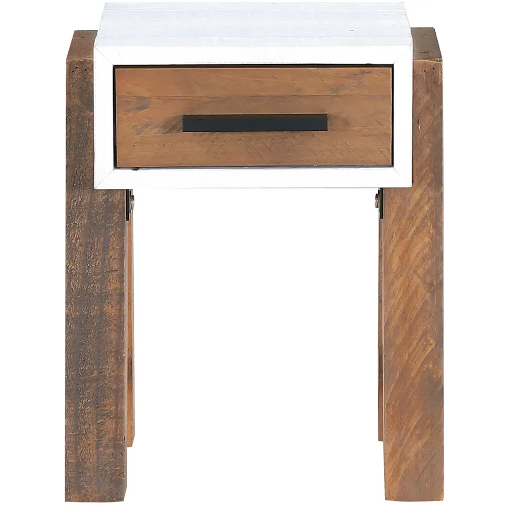 Trinity Single Drawer Side Table - White, Reclaimed Wood