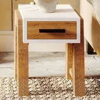 Trinity Single Drawer Side Table - White, Reclaimed Wood