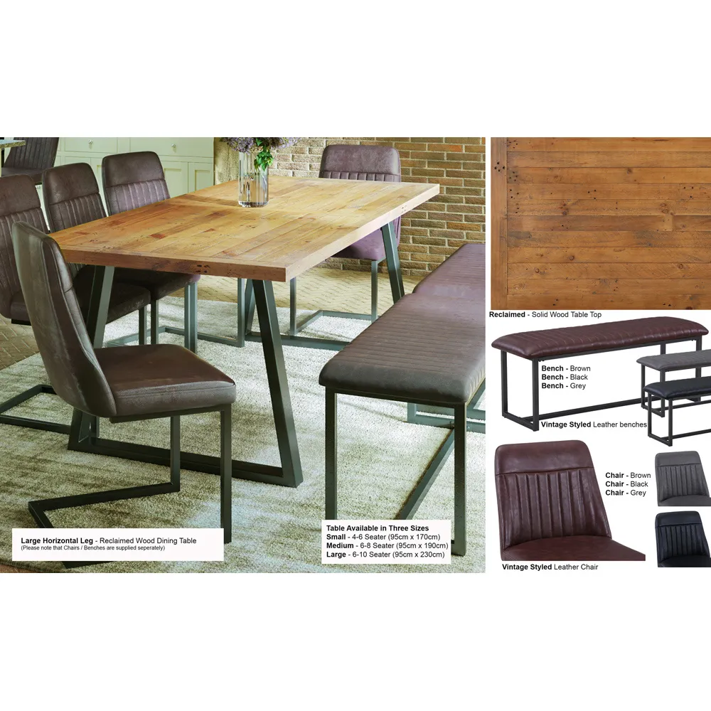 Urban 10-Seater Reclaimed Dining Table - Brown