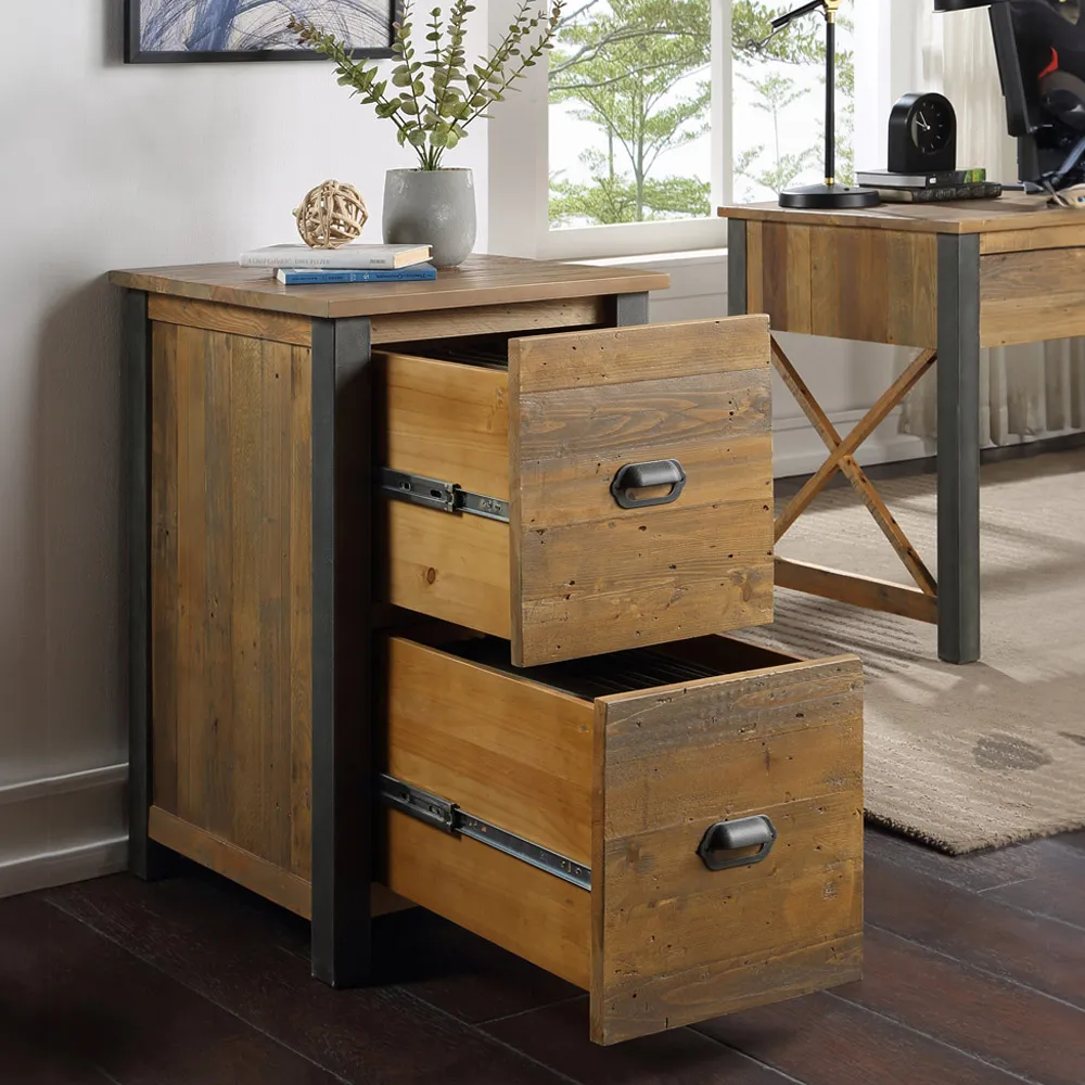 Urban 2 Drawer Filing Cabinet - Brown, Reclaimed Wood