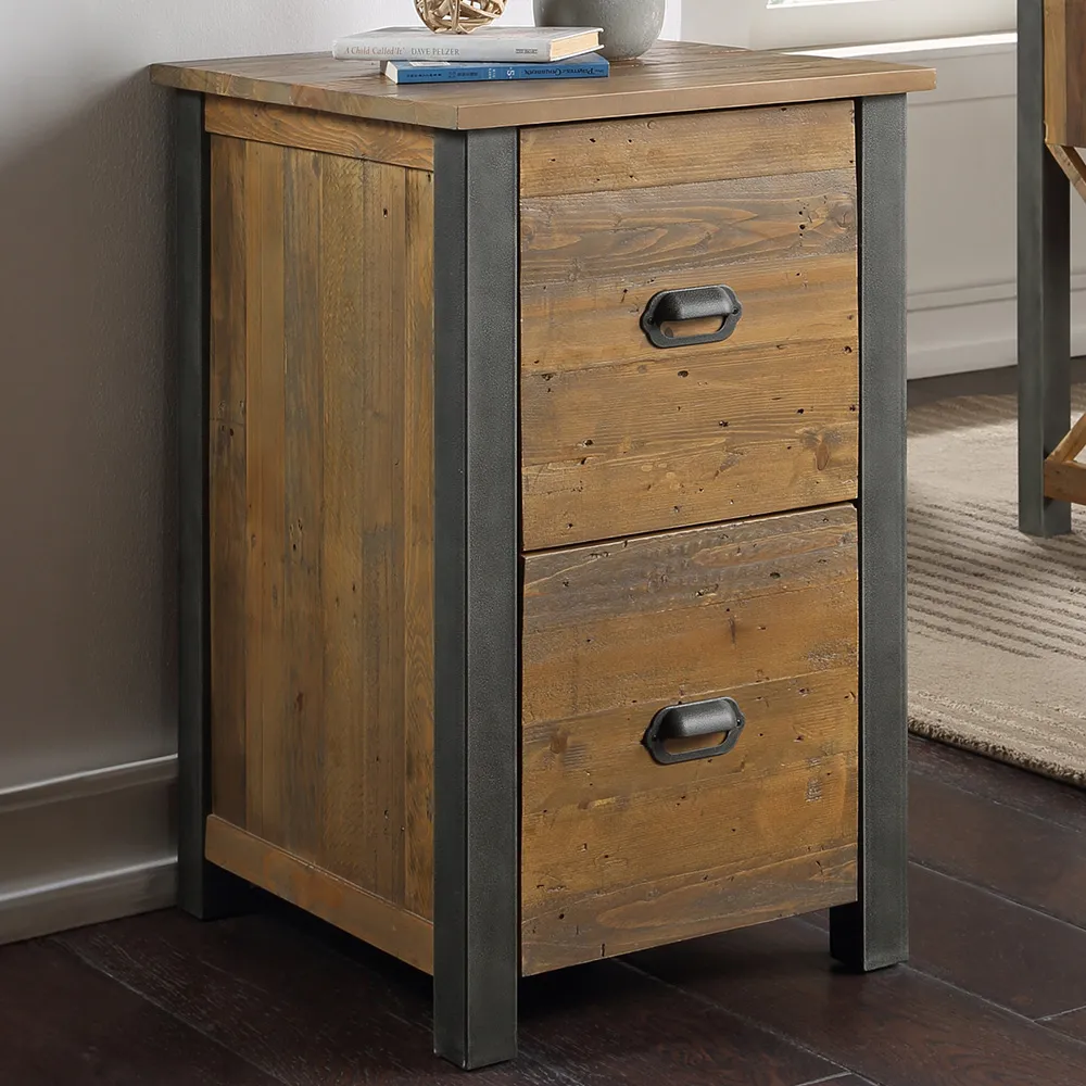 Urban 2 Drawer Filing Cabinet - Brown, Reclaimed Wood