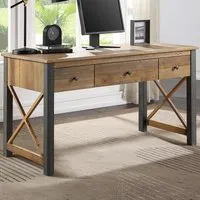 Urban 3 Drawer Home Office Desk - Brown, Reclaimed Wood