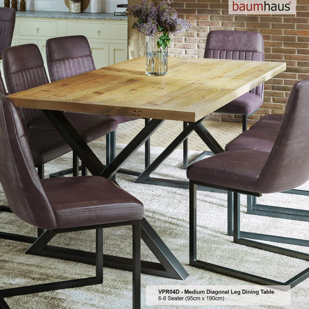 Urban 8-Seater Cross-Leg Reclaimed Dining Table - Brown