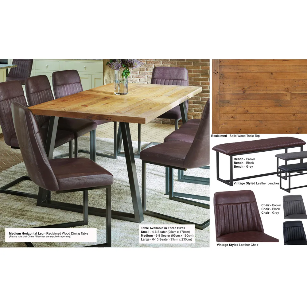 Urban 8-Seater Reclaimed Dining Table - Brown