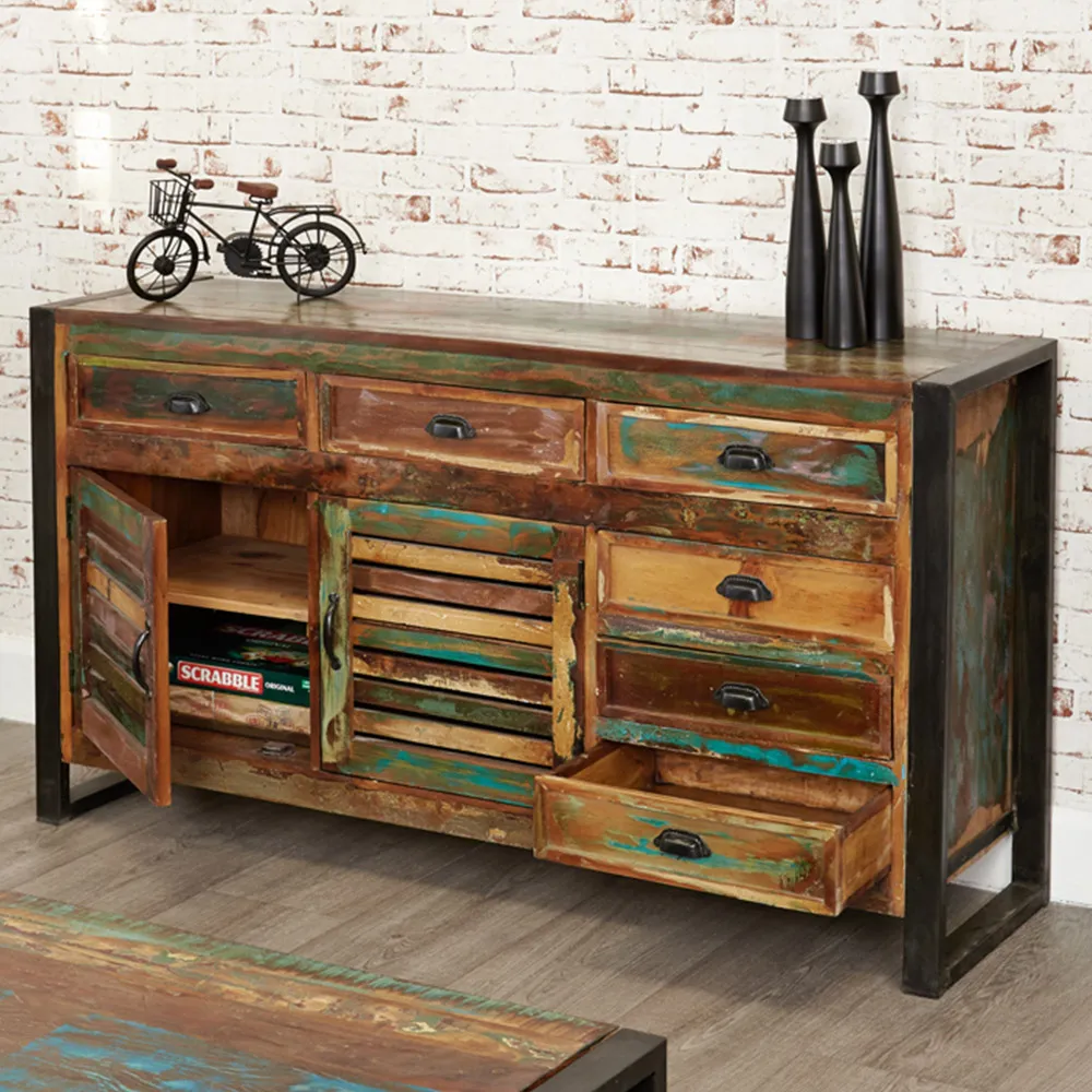 Urban Chic 2 Door 6 Drawer Sideboard - Multi, Reclaimed Wood