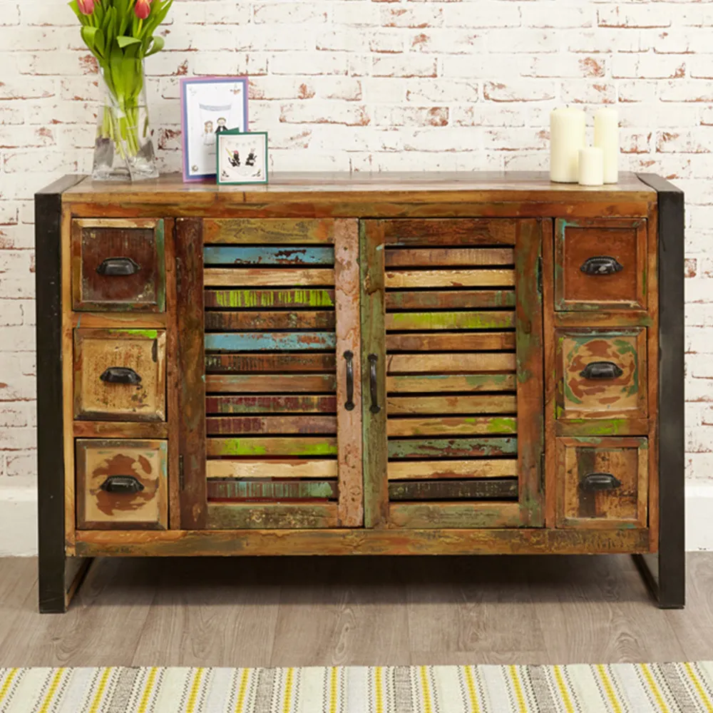 Urban Chic 2 Door 6 Drawer Sideboard - Multi, Reclaimed Wood