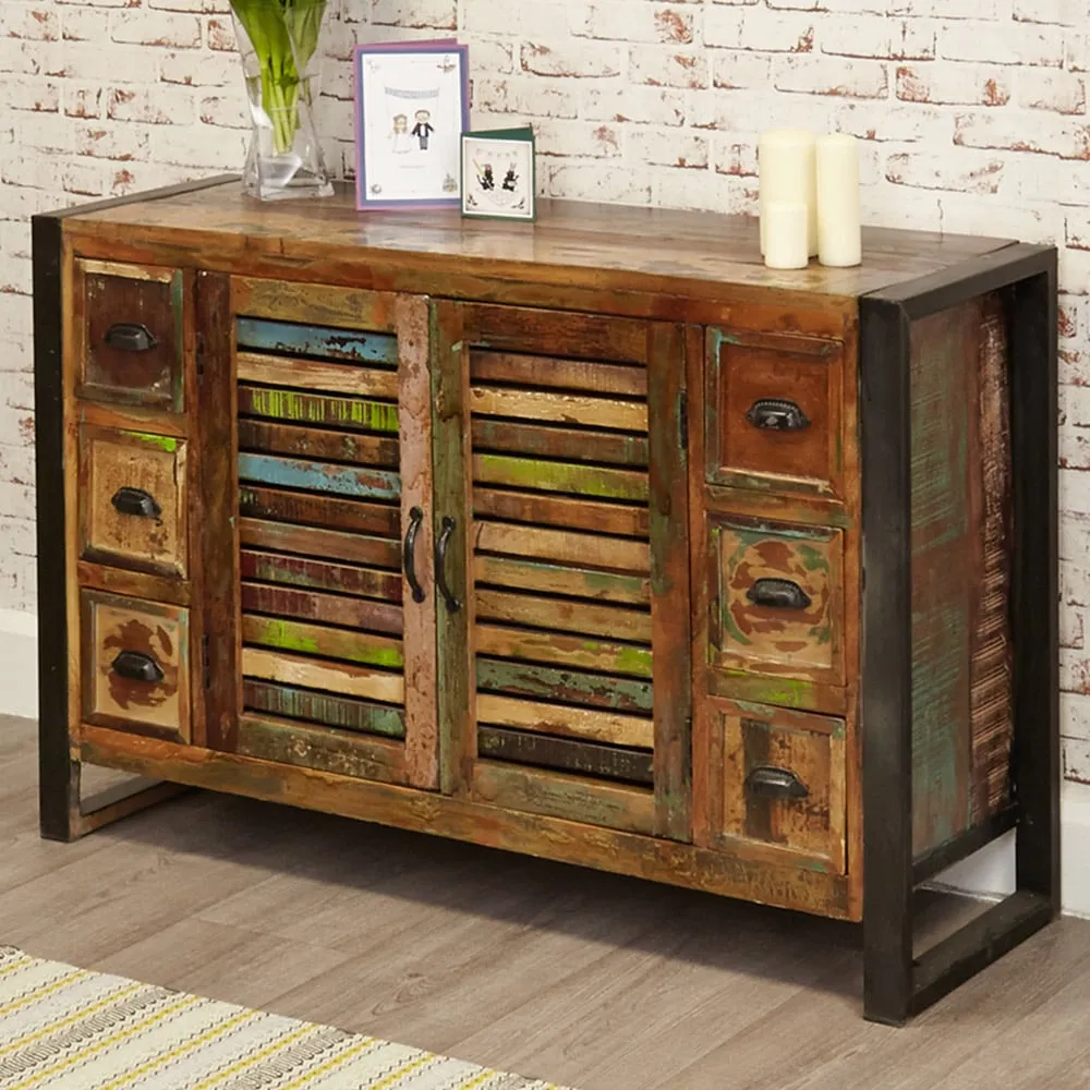 Urban Chic 2 Door 6 Drawer Sideboard - Multi, Reclaimed Wood