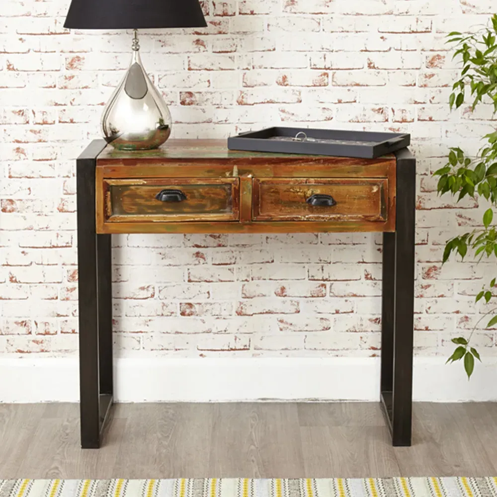 Urban Chic 2 Drawer Console Table - Multi, Reclaimed Wood