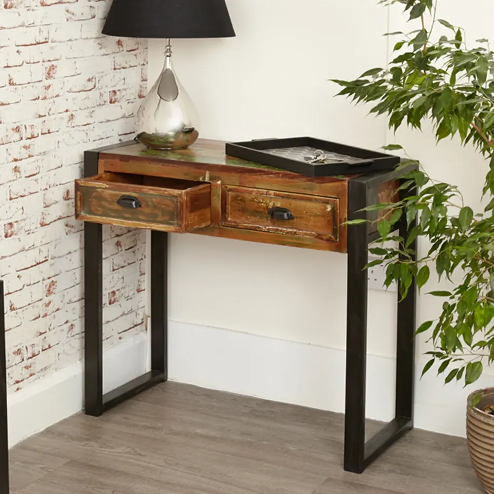 Urban Chic 2 Drawer Console Table - Multi, Reclaimed Wood