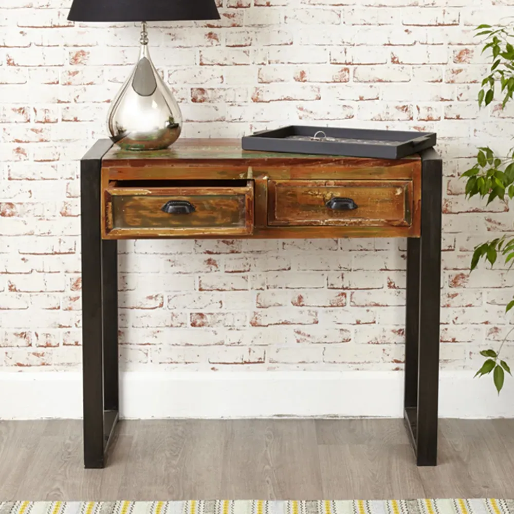 Urban Chic 2 Drawer Console Table - Multi, Reclaimed Wood