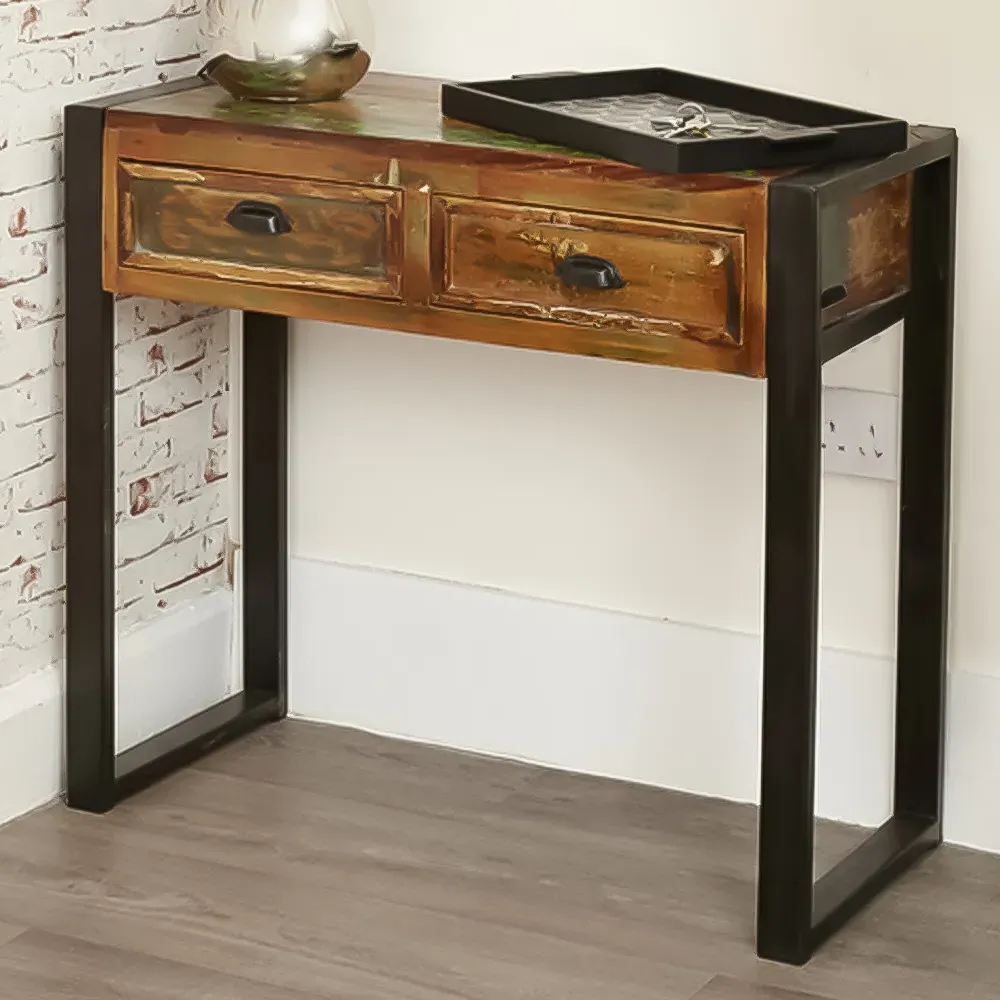 Urban Chic 2 Drawer Console Table - Multi, Reclaimed Wood image