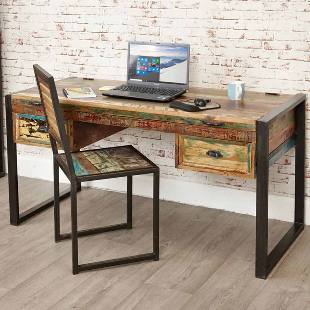 Urban Chic 2 Drawer Flip Top Dressing Table - Multi, Reclaimed Wood