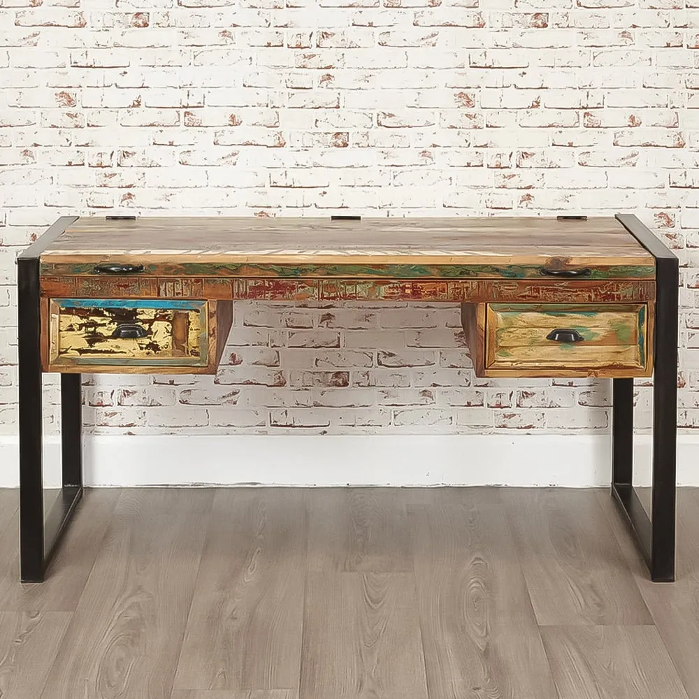 Urban Chic 2 Drawer Flip Top Dressing Table - Multi, Reclaimed Wood image