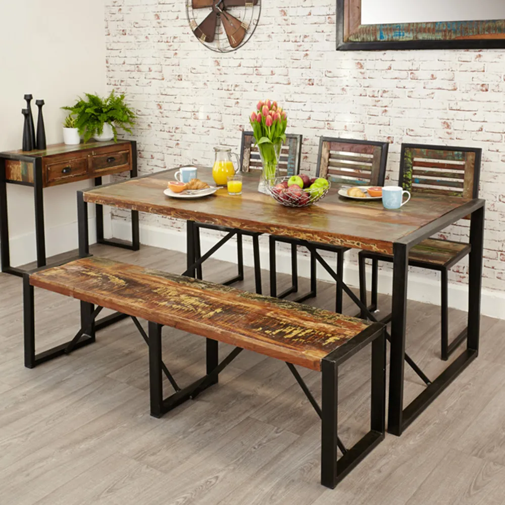Urban Chic 3-Seater Dining Bench - Multi, Reclaimed Wood