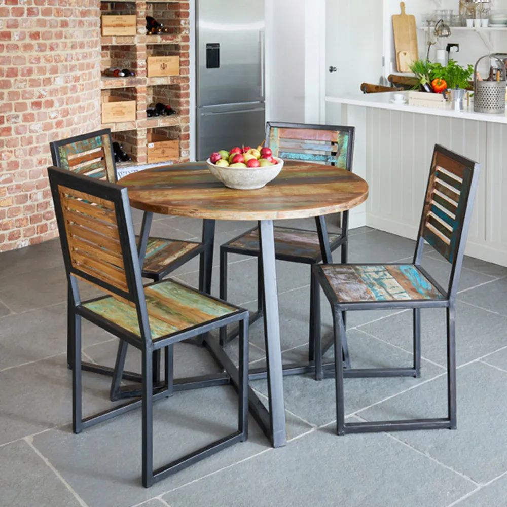 Urban Chic 4 Seater Round Dining Table - Multi, Reclaimed Wood