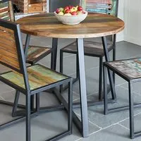 Urban Chic 4 Seater Round Dining Table - Multi, Reclaimed Wood
