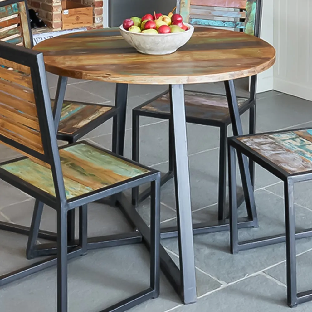 Urban Chic 4 Seater Round Dining Table - Multi, Reclaimed Wood image