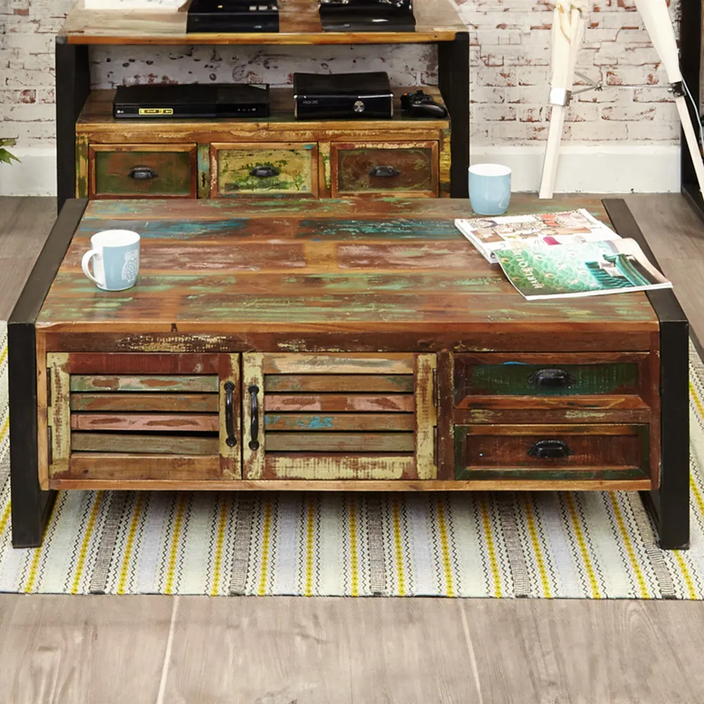 Urban Chic Coffee Table with Storage - Multi, Reclaimed Wood