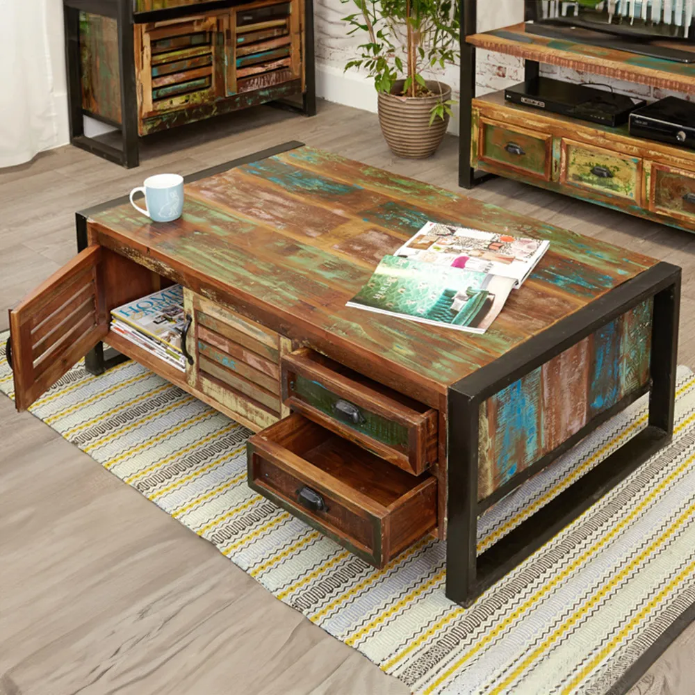 Urban Chic Coffee Table with Storage - Multi, Reclaimed Wood