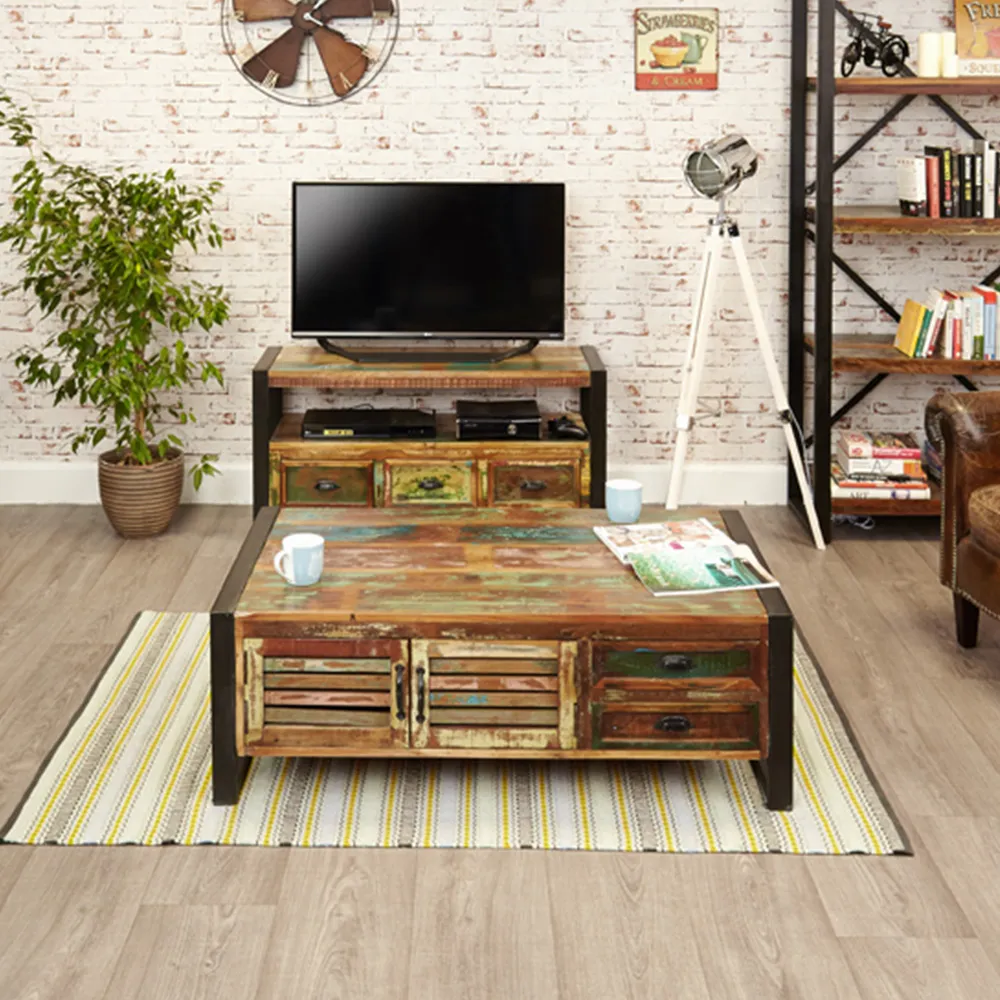 Urban Chic Coffee Table with Storage - Multi, Reclaimed Wood