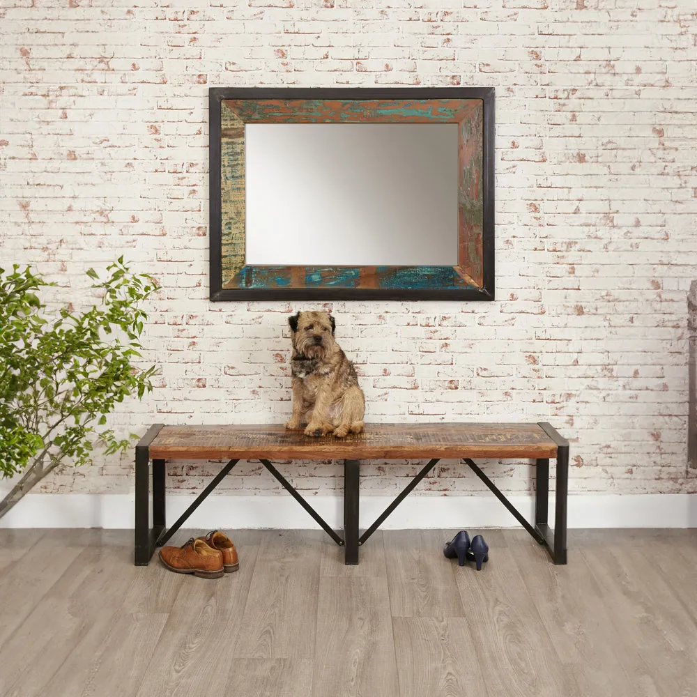 Urban Chic Rectangular Wall Mirror - Multi, Reclaimed Wood