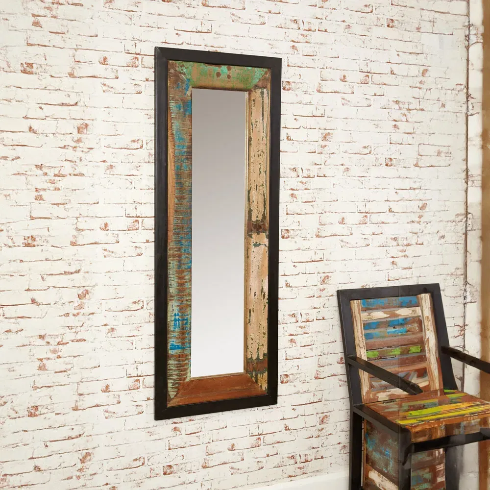 Urban Chic Rectangular Wall Mirror - Multi, Reclaimed Wood