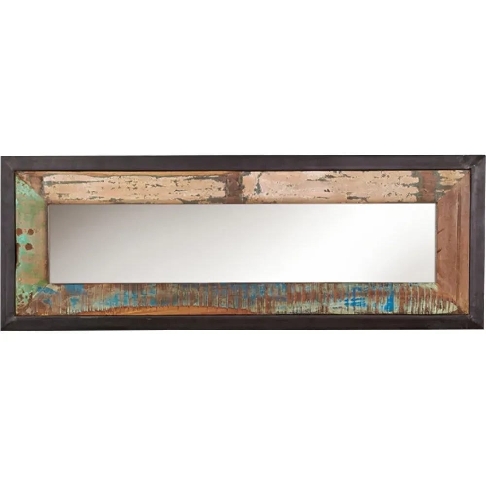 Urban Chic Rectangular Wall Mirror - Multi, Reclaimed Wood