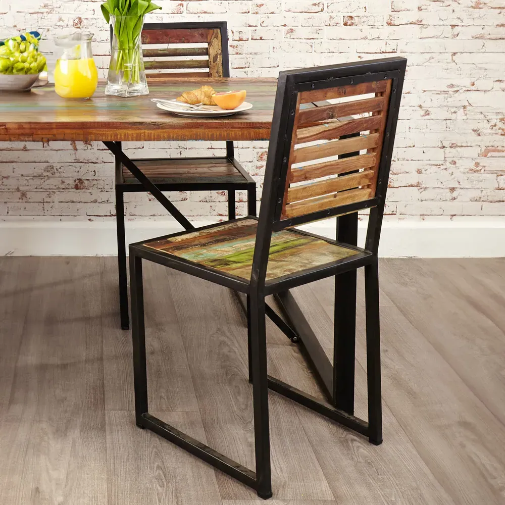 Urban Chic Set of 2 Dining Chairs - Multi, Reclaimed Wood