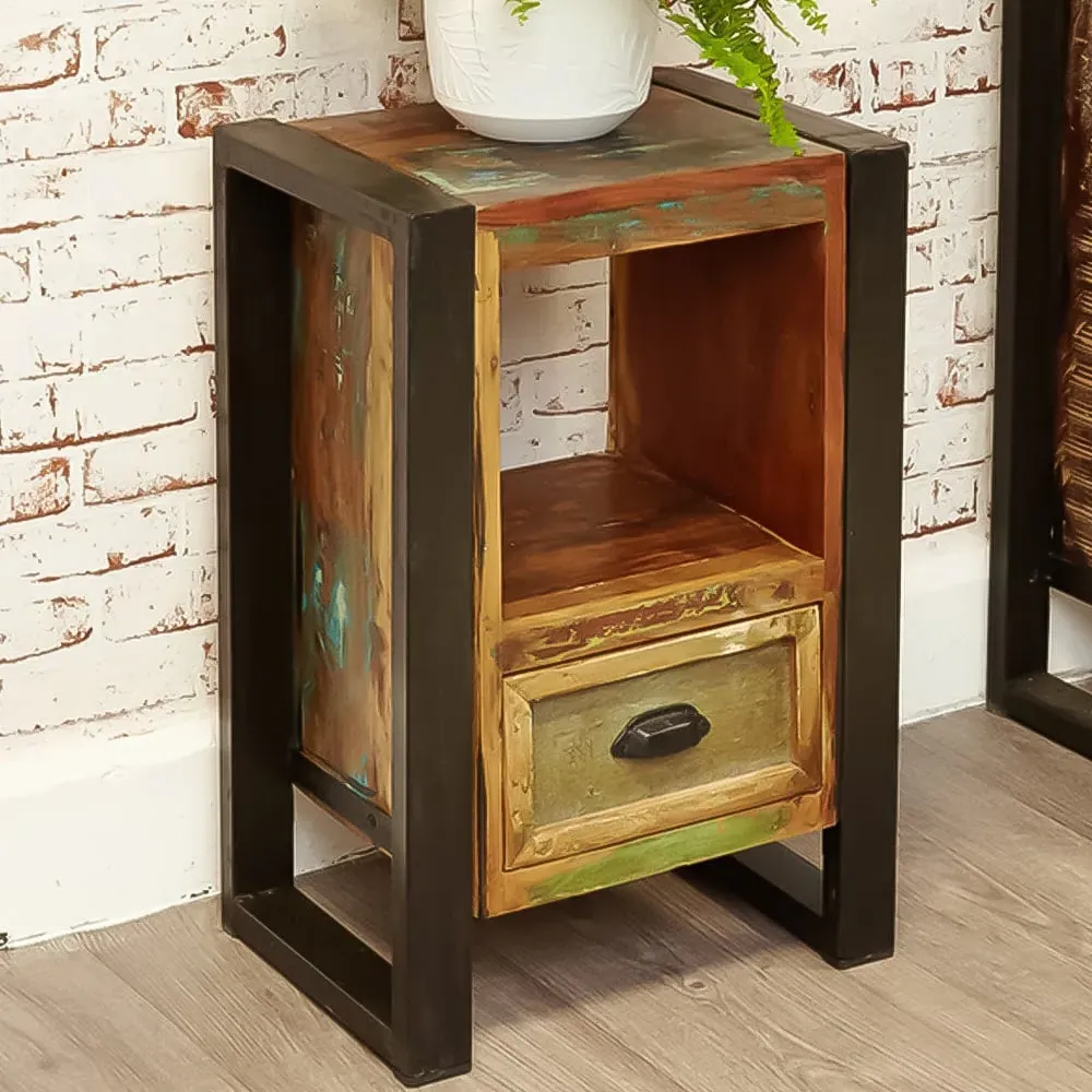 Urban Chic Single Drawer Lamp Table - Multi, Reclaimed Wood image