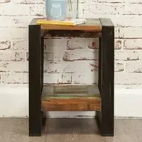 Urban Chic Single Shelf Low Lamp Table - Multi, Reclaimed Wood