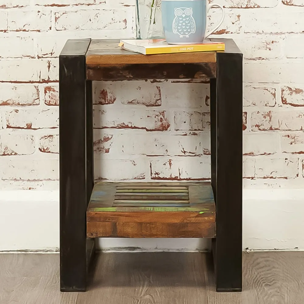 Urban Chic Single Shelf Low Lamp Table - Multi, Reclaimed Wood image