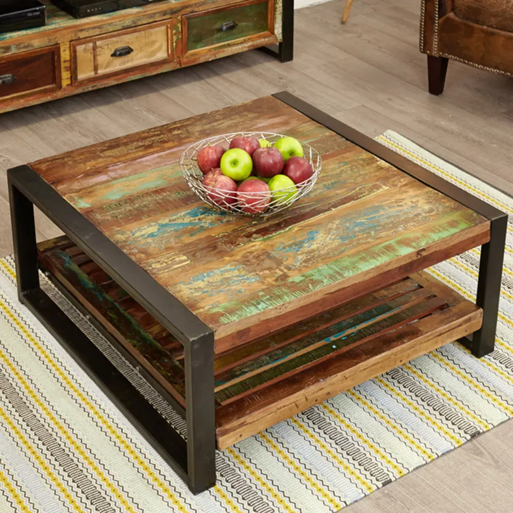 Urban Chic Square Coffee Table - Multi, Reclaimed Wood
