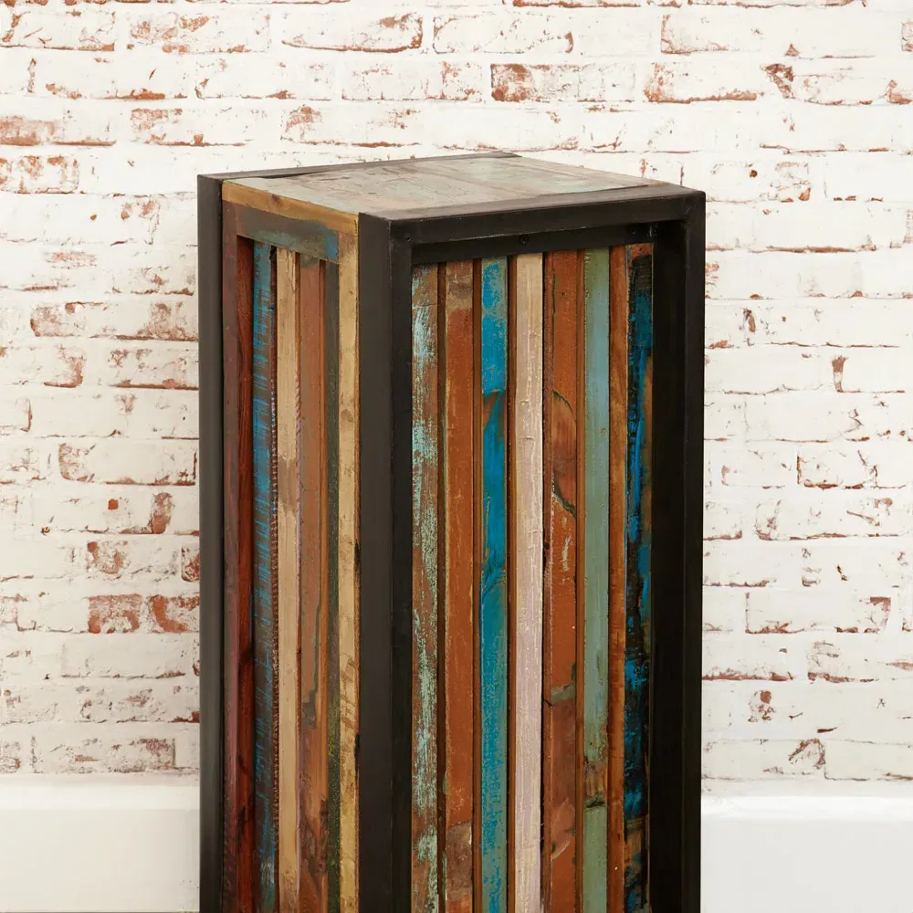 Urban Chic Tall Lamp Table - Multi, Reclaimed Wood