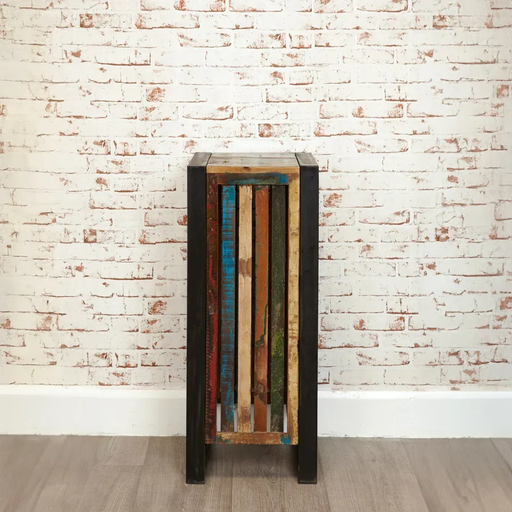 Urban Chic Tall Lamp Table - Multi, Reclaimed Wood
