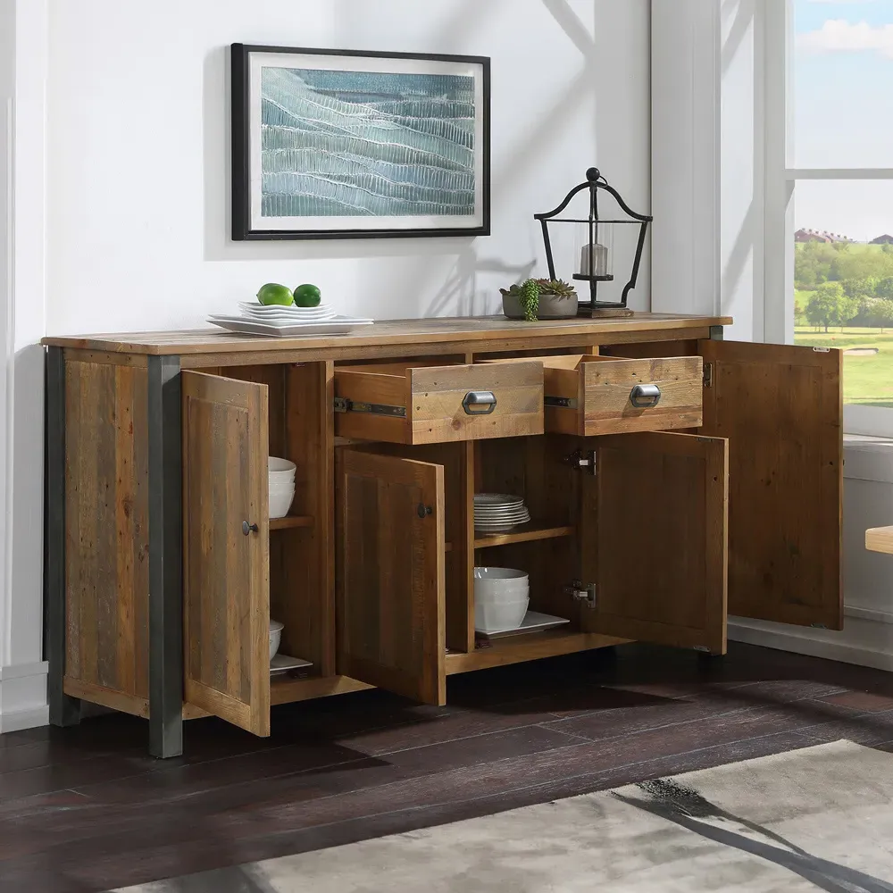 Urban Elegance 4 Door 2 Drawer Extra Large Sideboard - Brown