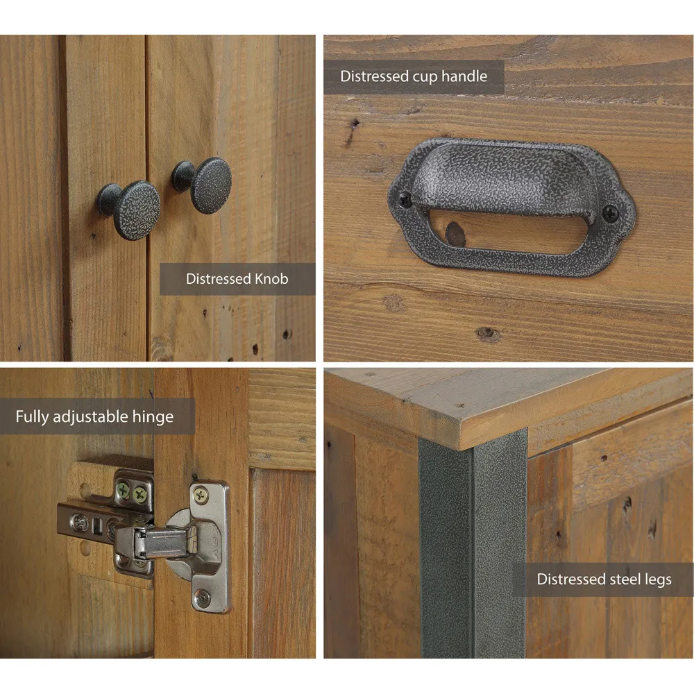 Urban Elegance 4 Door 2 Drawer Extra Large Sideboard - Brown