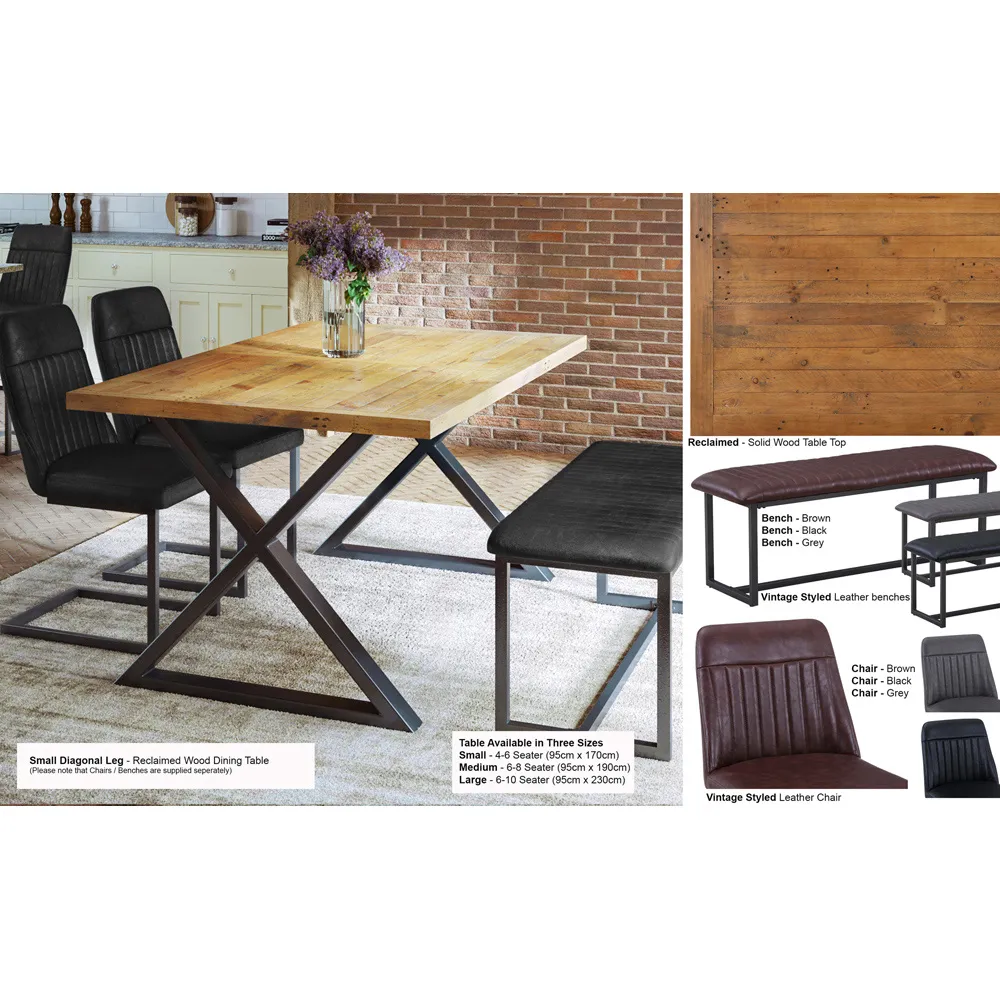 Urban Elegance 6-Seater Dining Table - Brown, Reclaimed Wood