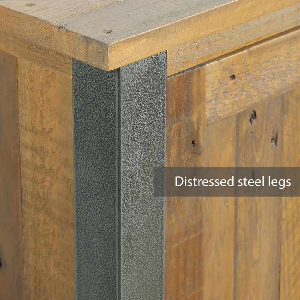 Urban Elegance Single Drawer Lamp Table - Brown, Reclaimed Wood