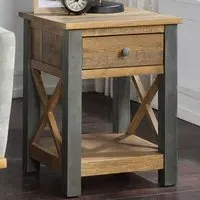 Urban Elegance Single Drawer Lamp Table - Brown, Reclaimed Wood