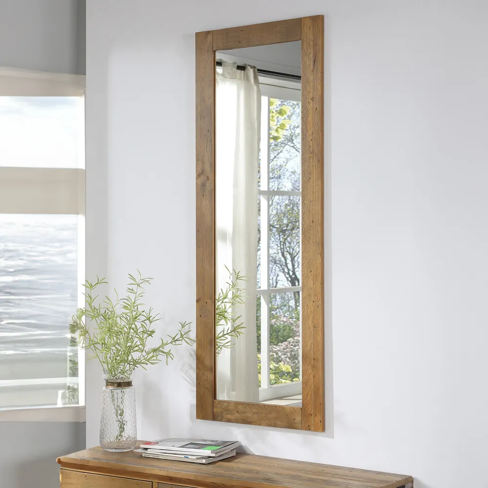 Urban Elegance Wall Mirror - Brown, Reclaimed Wood