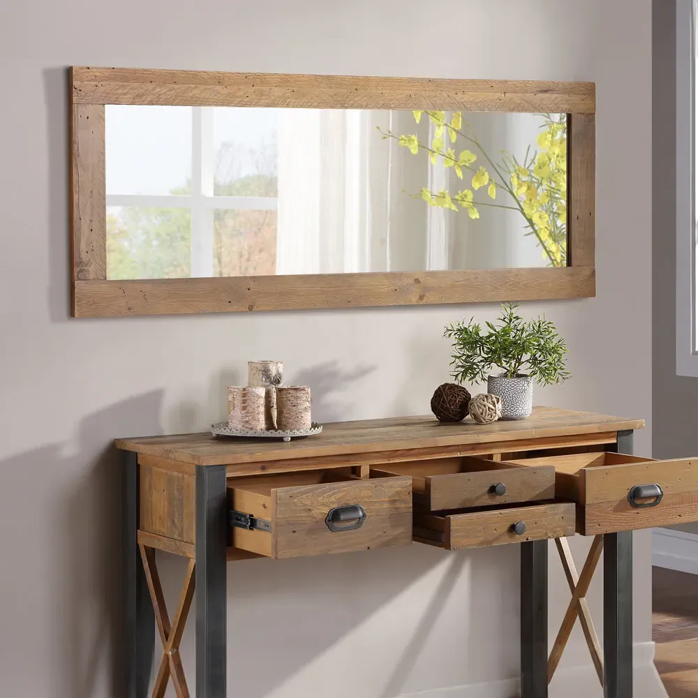 Urban Elegance Wall Mirror - Brown, Reclaimed Wood