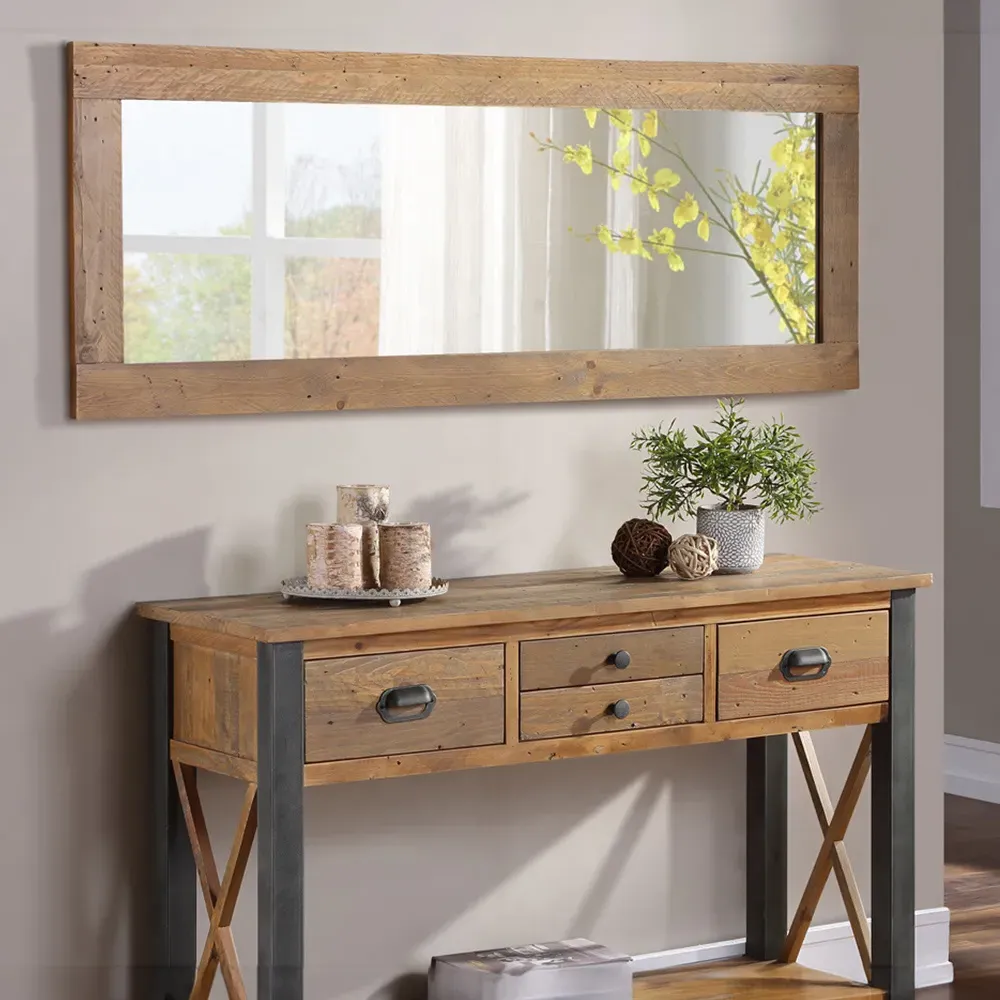 Urban Elegance Wall Mirror - Brown, Reclaimed Wood